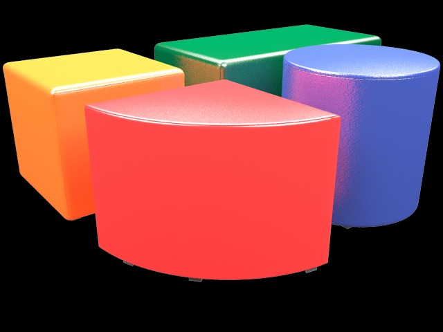 4 leather poufs with 10 colors 3D Model