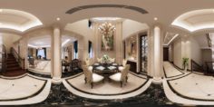 Panorama European Style Living Room Restaurant Space 09 3D Model