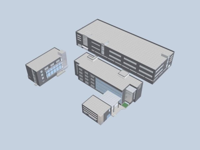 Urban architecture – school office villas 164 3D Model