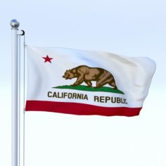 Animated California Flag 3D Model