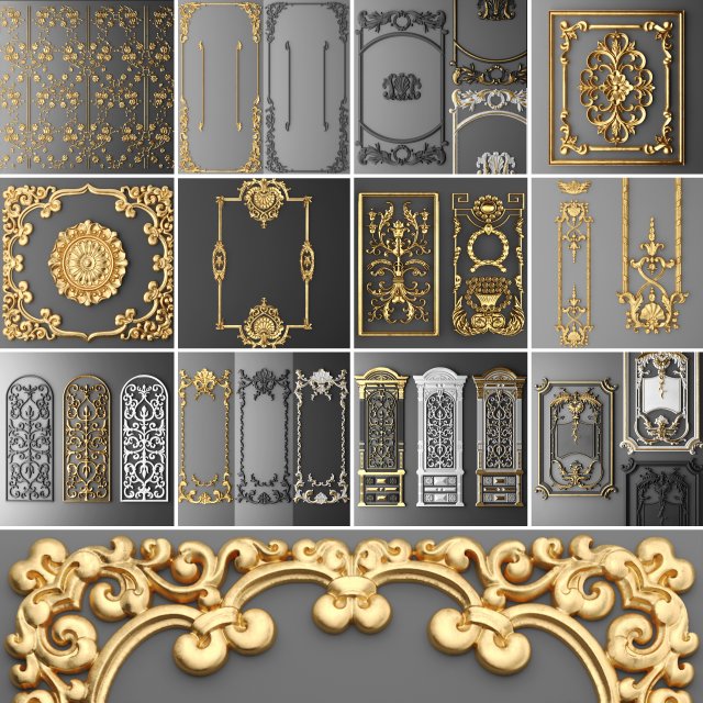 Collection stucco molding frame 3D Model