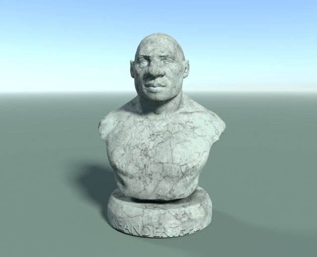 Neanderthal Bust Low Poly 3D Model
