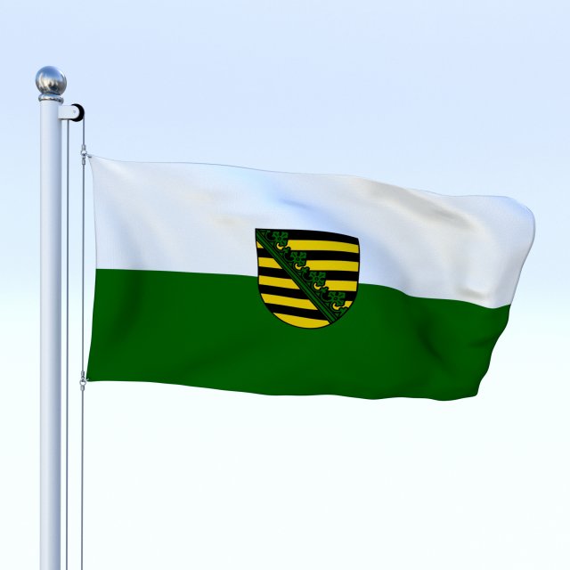Animated Saxony German State Flag 3D Model