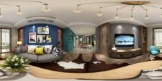 Panorama Nordic style living room dining room 05 3D Model