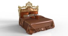 Classic French Bed with sheets 3D Model