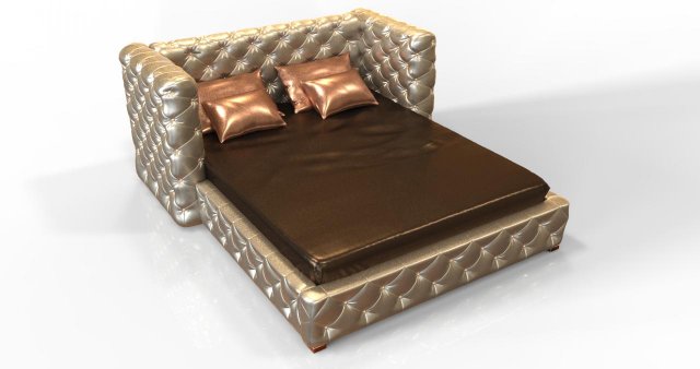 Sofa classic French Bed with sheets 3D Model