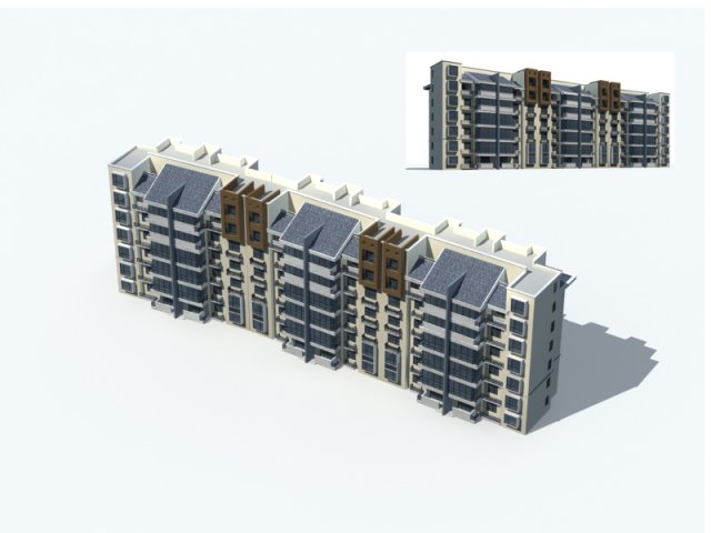 City construction – large real estate residences 99 3D Model