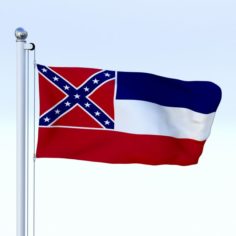 Animated Mississippi Flag 3D Model