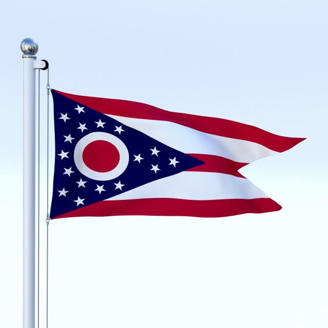 Animated Ohio Flag 3D Model