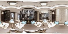 Panorama Antique Chinese Style Restaurant Kitchen Space 03 3D Model