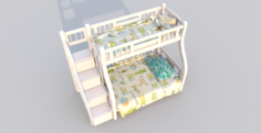 Bunk Bed with Drawers 3D Model