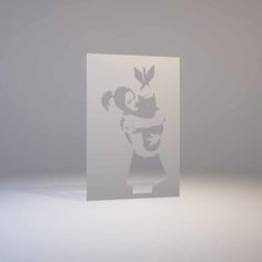 Banksy – Stencil – Girl bomb hugger 3D Print Model
