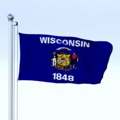 Animated Wisconsin Flag 3D Model