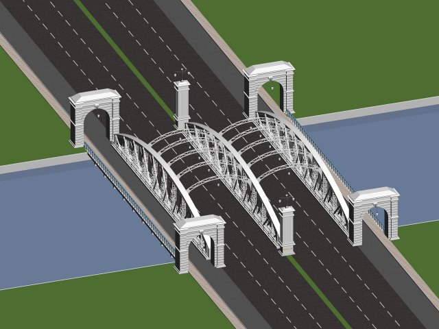 City building – big bridge 10 3D Model
