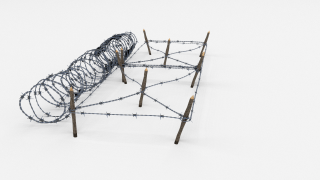 Low Poly Barb Wire Obstacle 19 3D Model