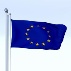 Animated European Union Flag 3D Model