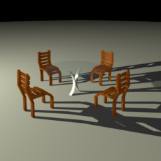 Table and Chairs Free 3D Model