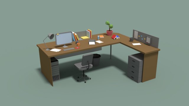 Low Poly Cartoony Office Desk 3D Model