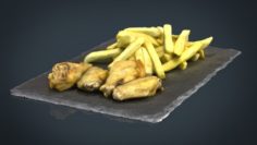Chiken Wings with Fries 3D Model
