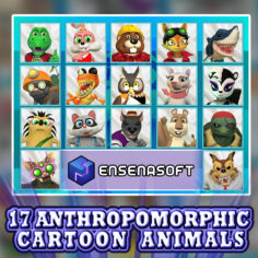 17 Anthropomorphic Cartoon Animals 3D Model