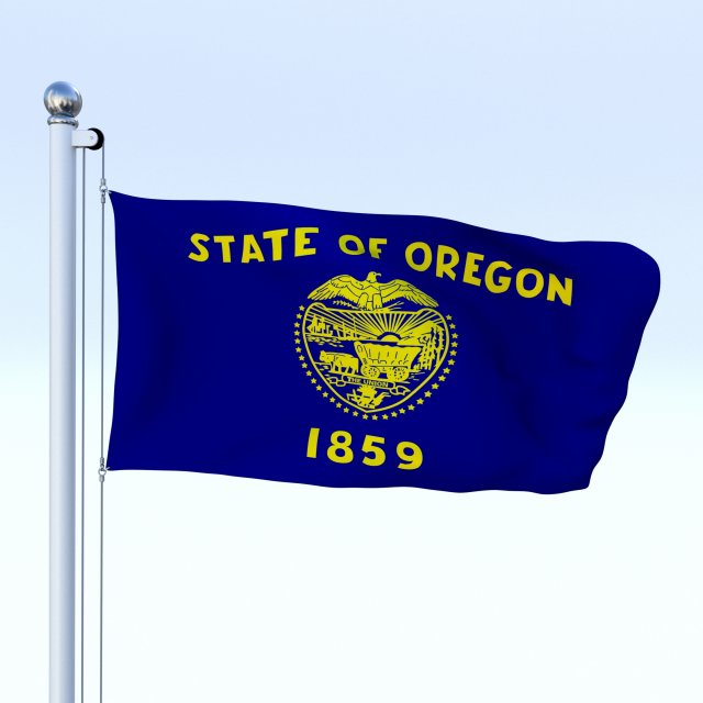 Animated Oregon Flag 3D Model