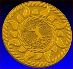Medallion pendant Sun and Tree of Life 3D Model