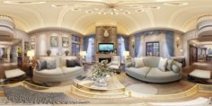 Panoramic American Style Living Room Restaurant Space 43 3D Model