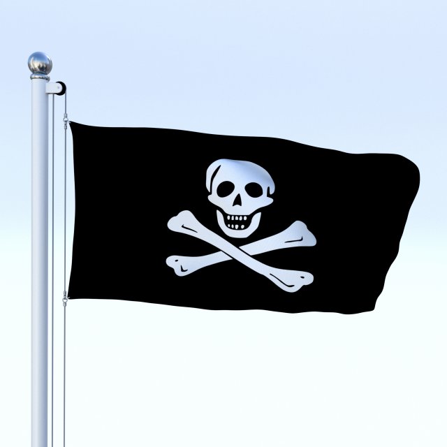 Animated Pirate Flag 3D Model