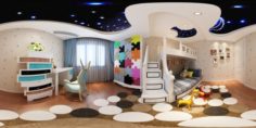 Panoramic American Style Family Bedroom Space 05 3D Model