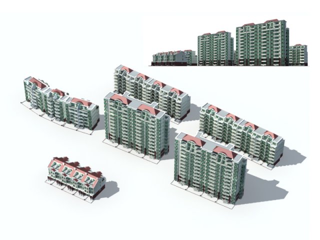 City construction – large real estate residences 66 3D Model