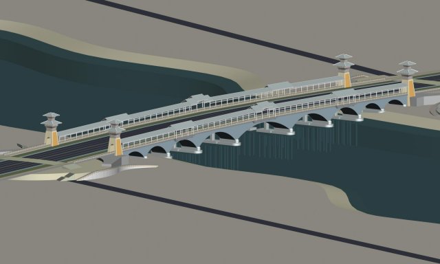 City building – big bridge 11 3D Model