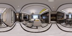Panorama Antique Chinese Style Living Room Restaurant Space 30 3D Model