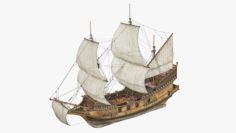 Old Battle Ship 3D Model