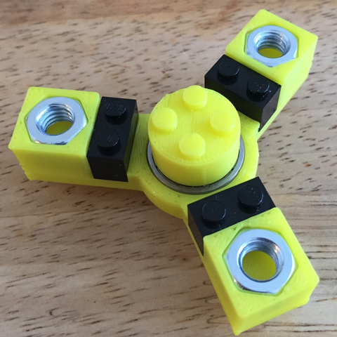 Customizable Lego-like Fidget Spinner & Hex Nut Brick 3D Print Model