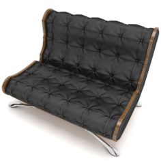 Black leather sofa for cinema 3D Model