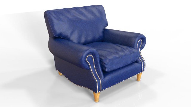 Navy Blue Armchair 3D Model