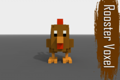 Voxel Rooster low-poly 3D Model