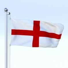 Animated England Flag 3D Model