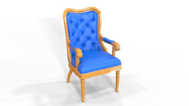 Classic Wooden Armchair 3D Model