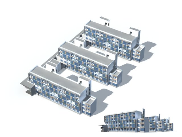 City construction – large real estate residences 454 3D Model