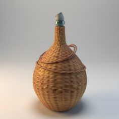 A large bottle in a straw basket 3D Model