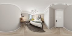 Panorama Nordic style family bedroom space 01 3D Model