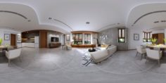 Panorama Scandinavian Style Living Room Restaurant Space 15 3D Model