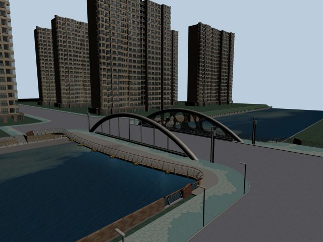 City building – big bridge 15 3D Model