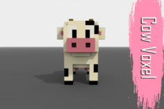 Voxel Cow low-poly 3D Model