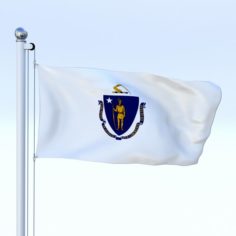 Animated Massachusetts Flag 3D Model