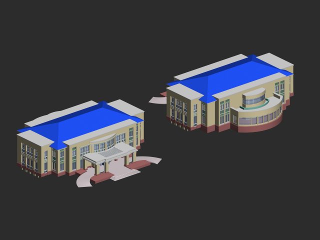 Urban architecture – school office villas 127 3D Model