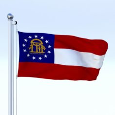 Animated Georgia Flag 3D Model