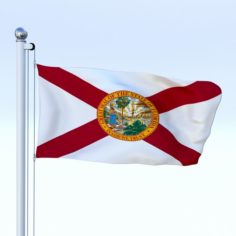 Animated Florida Flag 3D Model