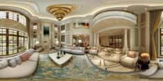 Panoramic American Style Living Room Restaurant Space 20 3D Model